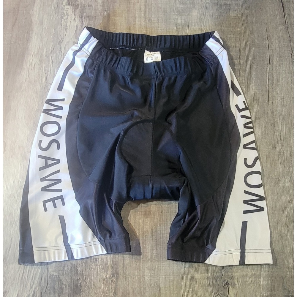 Wosawe Cycling Shorts Black / White Nylon Spandex Blend Padded Size XL